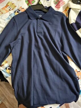 Navy Long-Sleeve Polo Shirt
